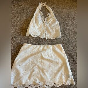 Halter top and low rise skirt